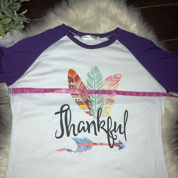 Thanksgiving baseball cut 3/4 sleeve tee sz 1XL - Picture 4 of 6